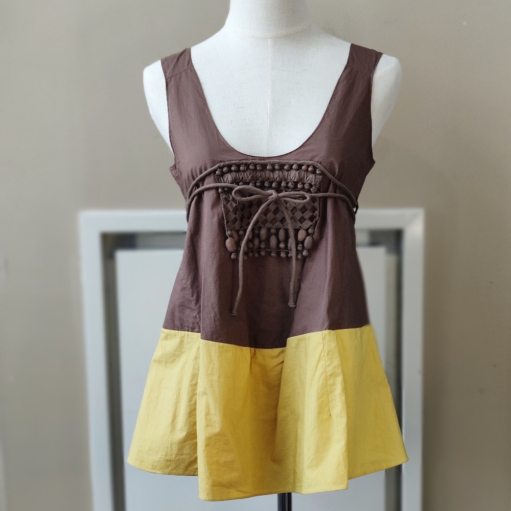 Marni Brown and Yellow Crop Top